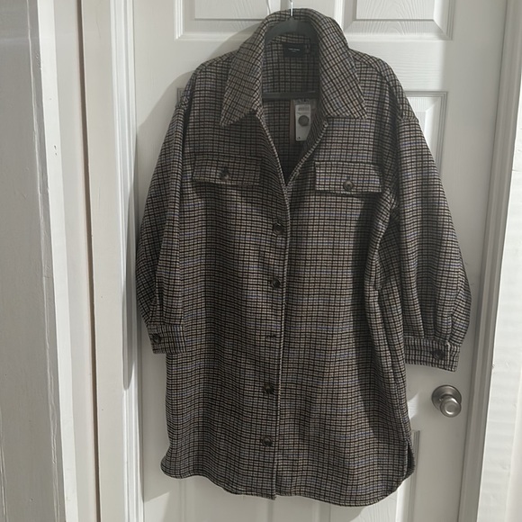 Super cute Vero Moda Wool plaid coat shacket Jacket - Picture 3 of 9